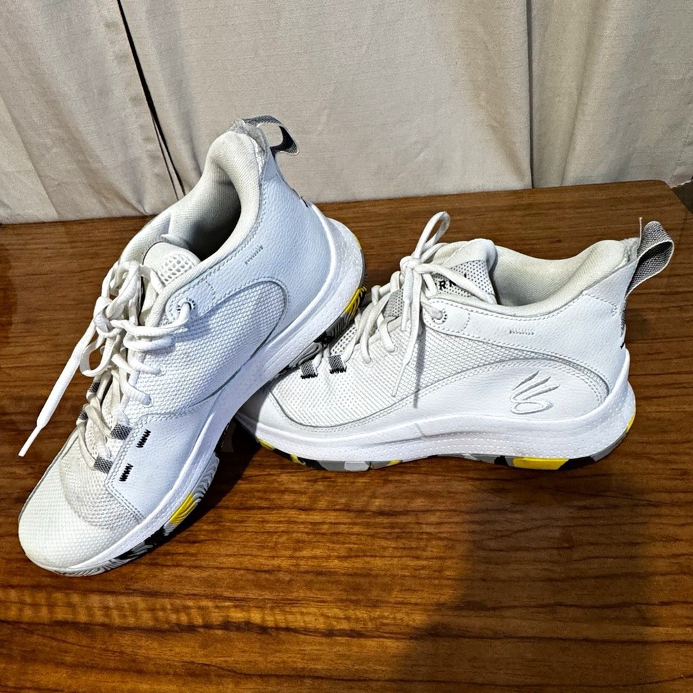 Under Armour Curry 3Z5 Mid Top Mens Basketball Sneakers White Gray 3023087-101